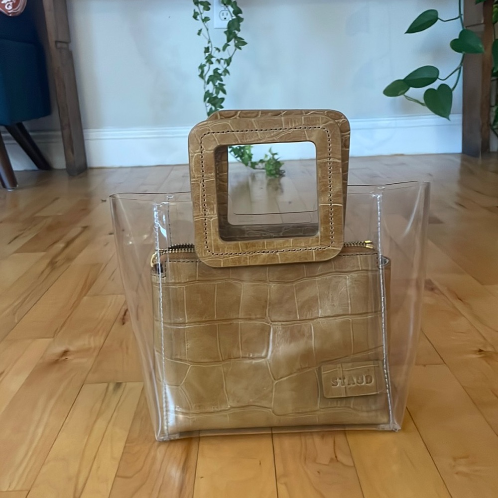 Staud Mini Shirley Bag — Tan/Crocodile